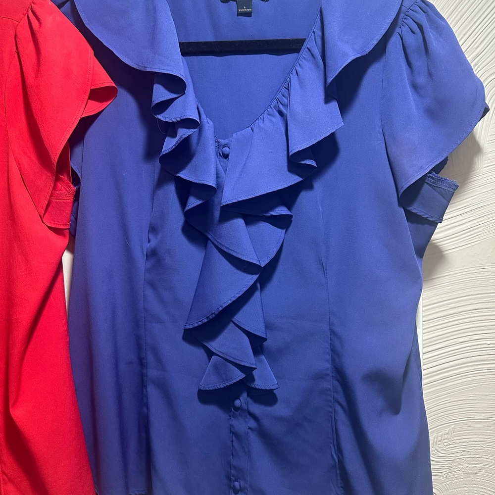 Banana Republic Elegant Ruffled Blouse Set - Red and Blue - Picture 3 of 3